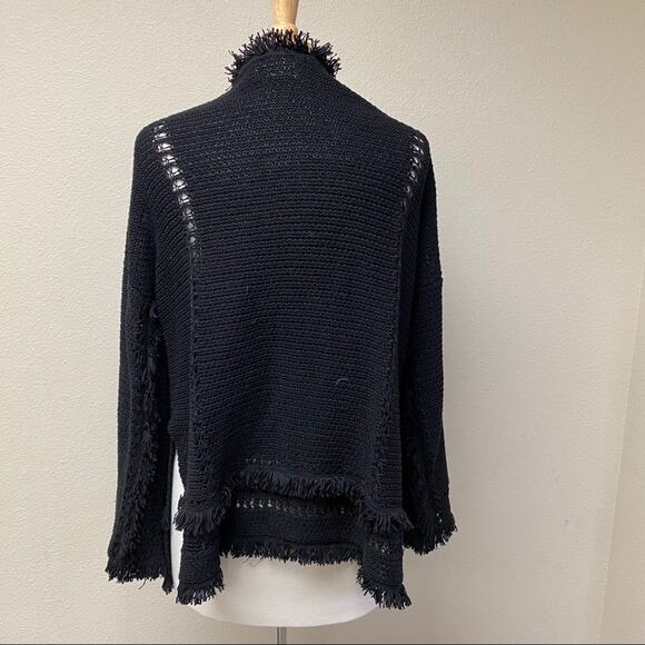 LOU & GREY Fringe Cardigan Sample Black Size M - Picture 2 of 8